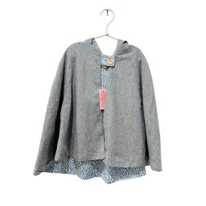 Kokka Kids wool cashmere gray cape Jacket with cotton floral Lining NEW